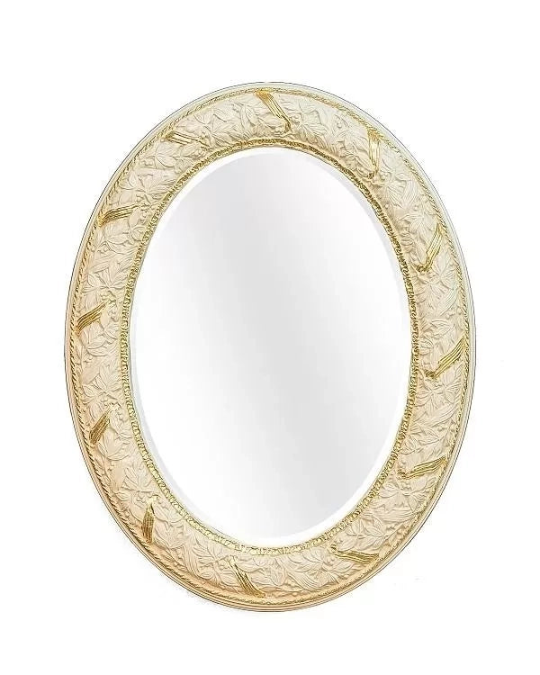 Mobili2g - specchiera laccato avorio con particolari-foglia oro- misure: l.70 x h.90 x p.3