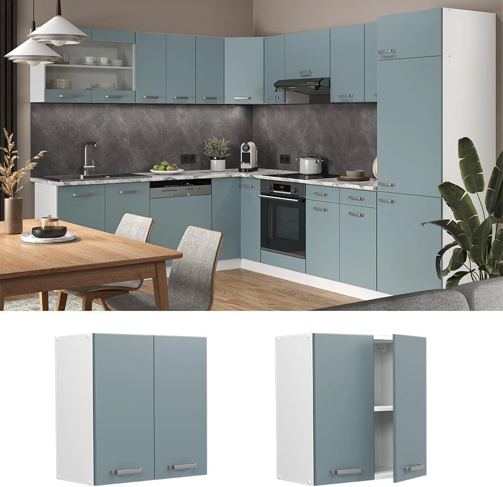 Pensile da cucina R-Line, Grigio-blu, 60 cm, per la libera combinazione all'interno di sistemi cucina modulari