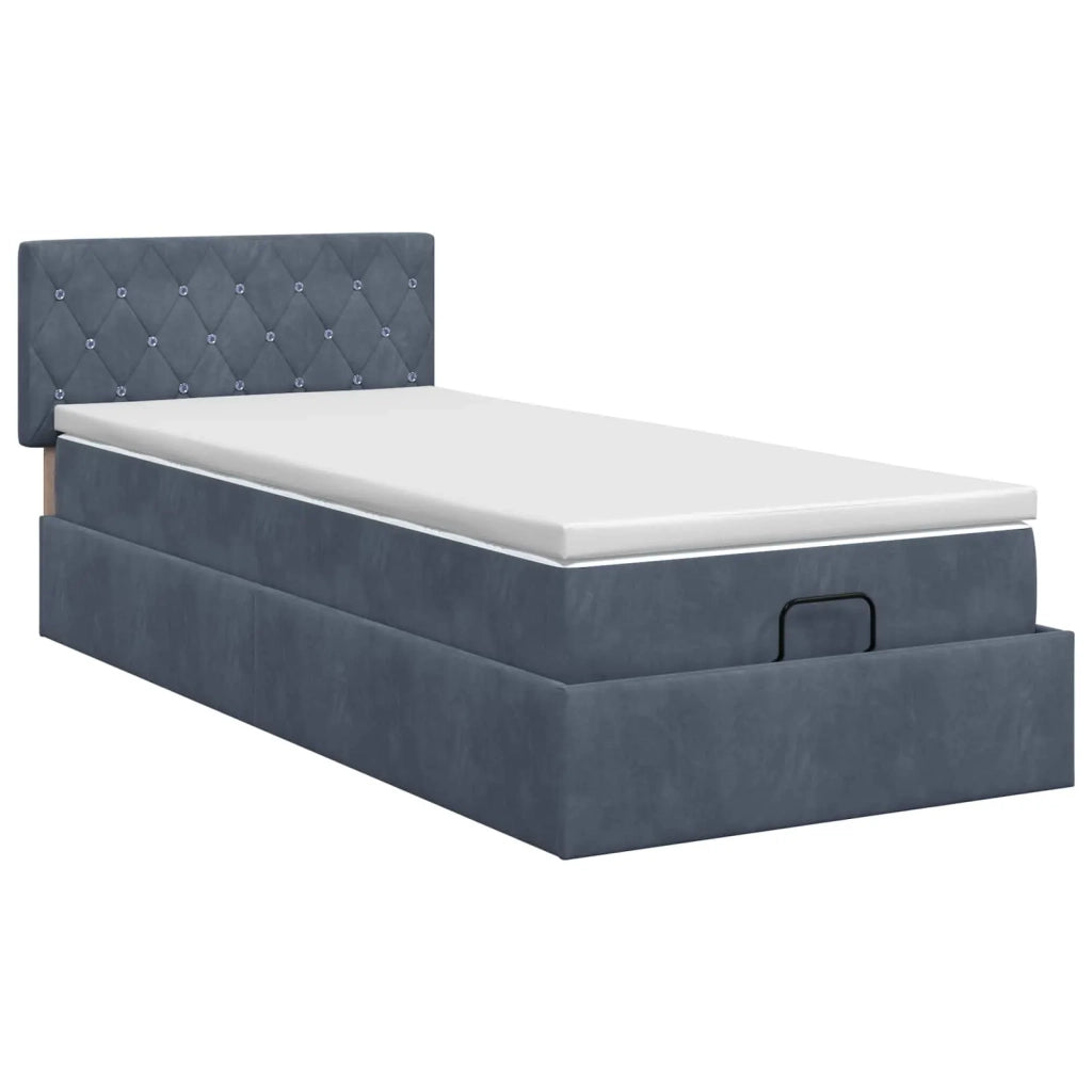 Letto ottomano con materasso Grigio Scuro 90 x 200 cm Velluto 3457624