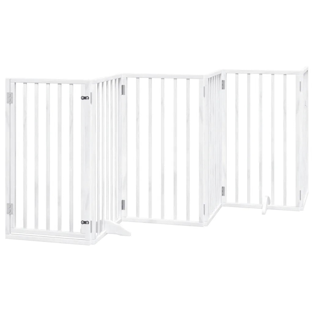 Cancello Cani Porta Pieghevole Bianco 12 Pannelli 600 cm Pioppo 3155539