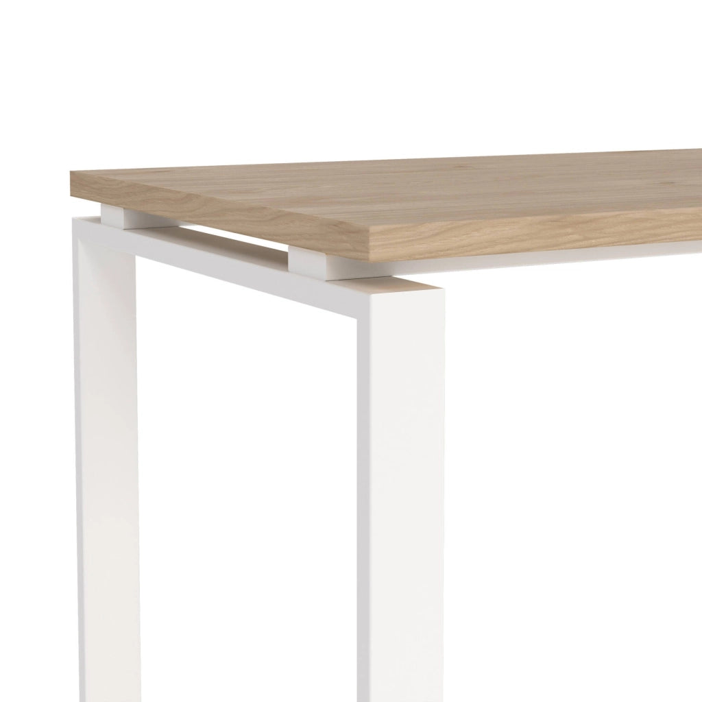 Scrivania Arignano, Scrittoio multiuso, Tavolo per ufficio porta PC, Piano di lavoro, 150x60 h76 cm, Rovere e Bianco