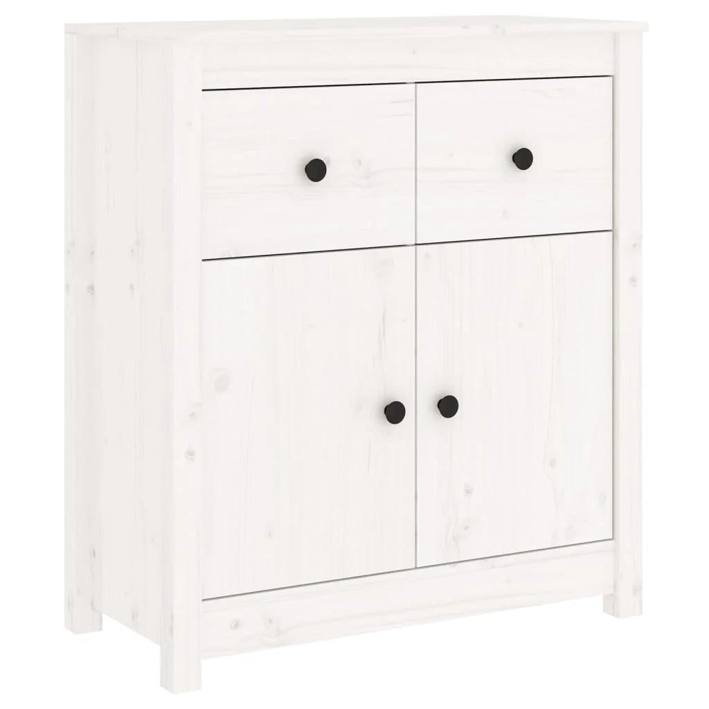 Buffet credenza cassettiera armadio mobile contenitore organizer per cucina soggiorno salotto 70 x 35 x 80 cm legno massello di pino bianco 02_0030491