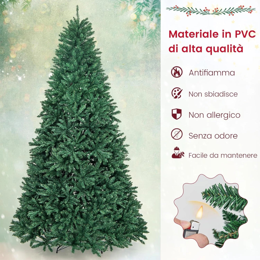 Albero di Natale 275 cm, Albero di Natale Artificiale con 3594 Rami e Base in Metallo, Albero di Natale Realistico e Denso per Casa, Ufficio e Negozio, Verde (275 cm)