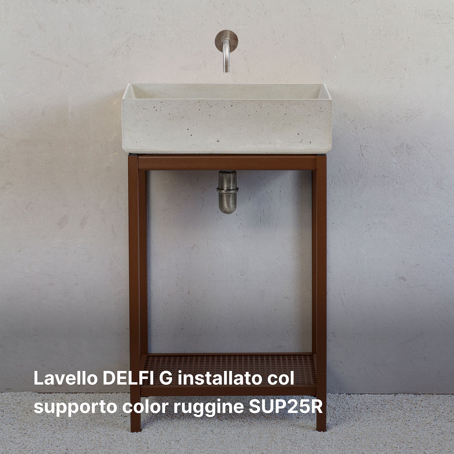 Lavello da Giardino Senza Rubinetto 53x29,5x14 cm in Calcestruzzo Delfi-G Grigio