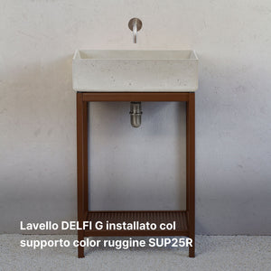 Lavello da Giardino Senza Rubinetto 53x29,5x14 cm in Calcestruzzo Delfi-G Grigio