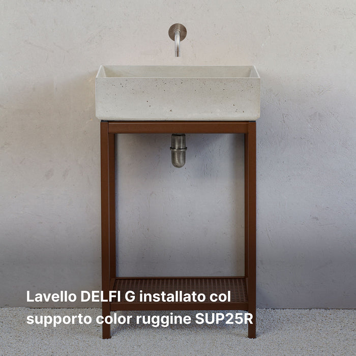 Lavello da Giardino Senza Rubinetto 53x29,5x14 cm in Calcestruzzo Delfi-G Grigio