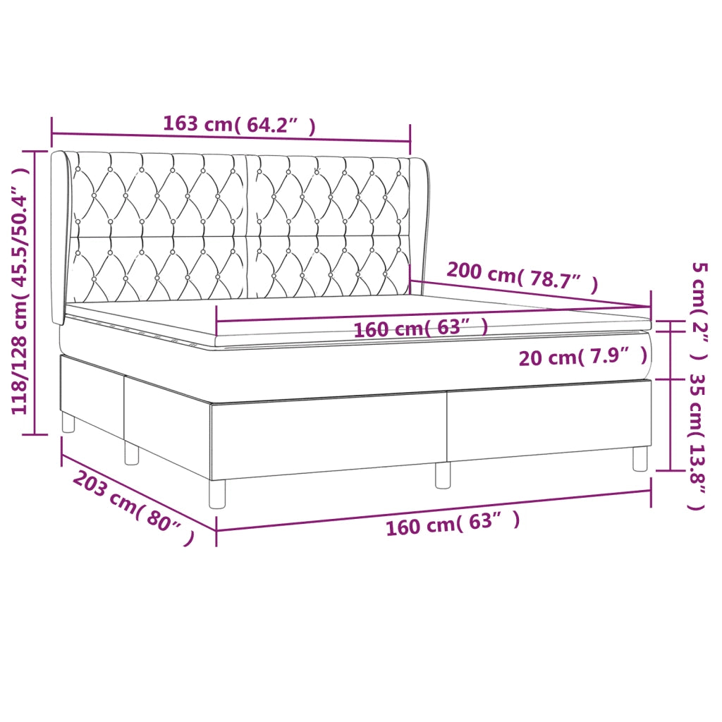 Giroletto a Molle con Materasso Grigio Chiaro160x200 cm Tessuto 3128213