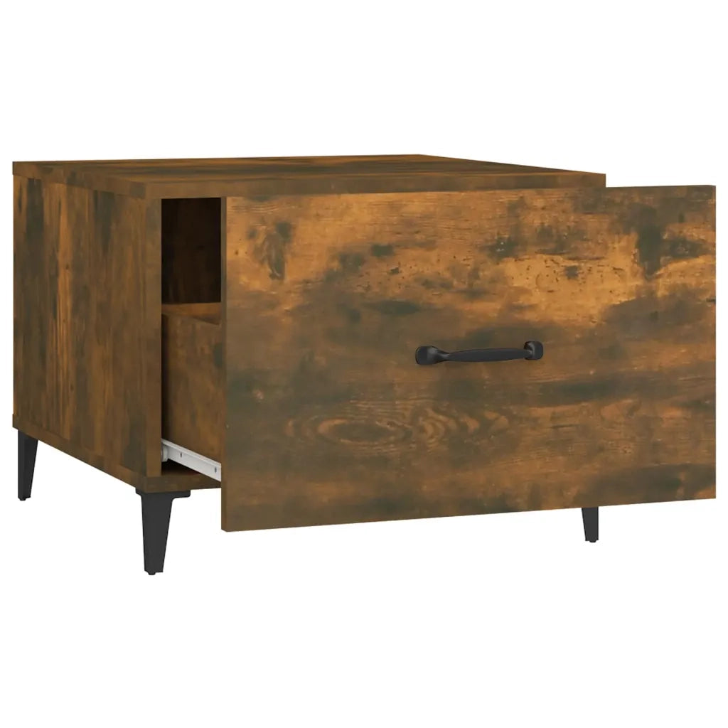 2 pz Tavolini da salotto | Tavolino da caff¨¨ | Tavolino da Soggiorno Gambe in Metallo Rovere Fumo 50x50x40cm