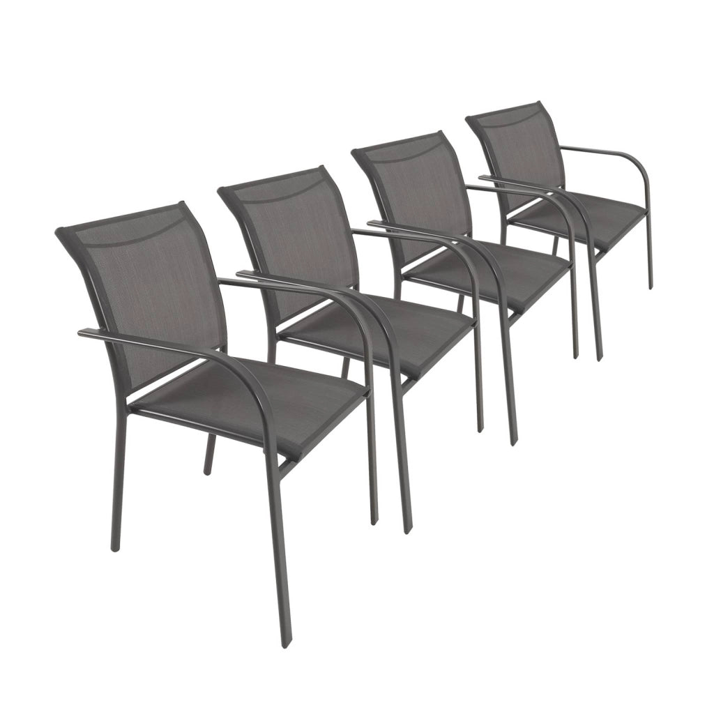 Set 4 sedie da giardino in alluminio e textilene, antracite