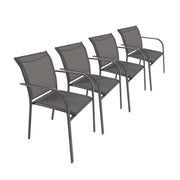 Set 4 sedie da giardino in alluminio e textilene, antracite