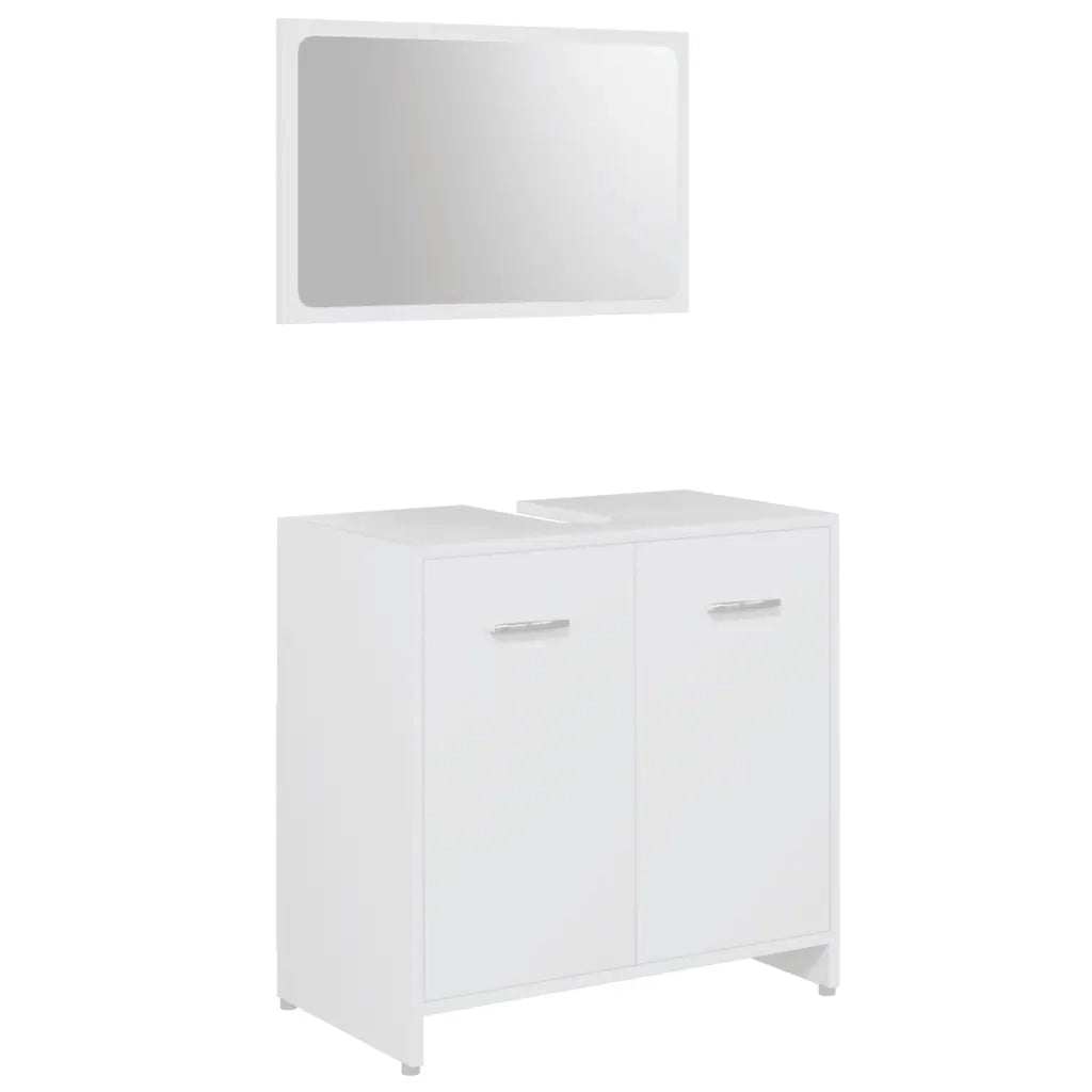 Set Mobili da Bagno | Armadio da bagno 4 pz Bianco in Legno Multistrato