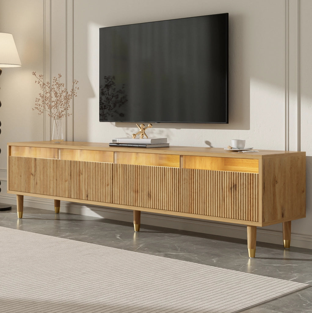 Mobile TV moderno effetto legno 178 cm con 4 cassetti e passacavi