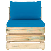 Divano Centrale Modulare con Cuscini in Legno Impregnato Verde 3074511
