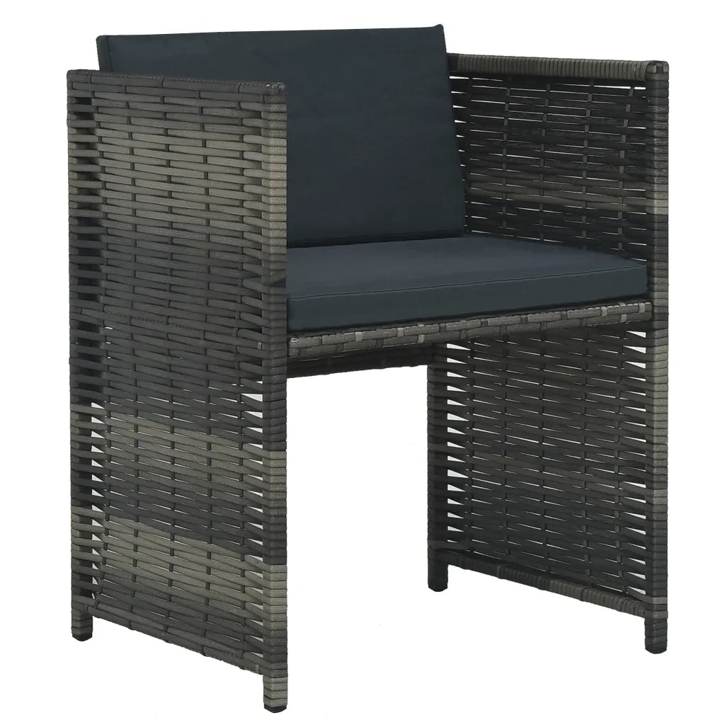 Set da Bistrot 3 pz | Set Salotto da Giardino con Cuscini in Polyrattan Grigio
