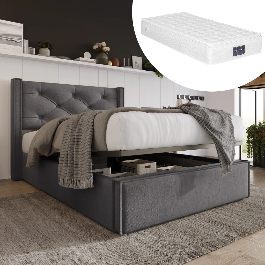 letto imbottito cotone grigio 90 x 200 cm