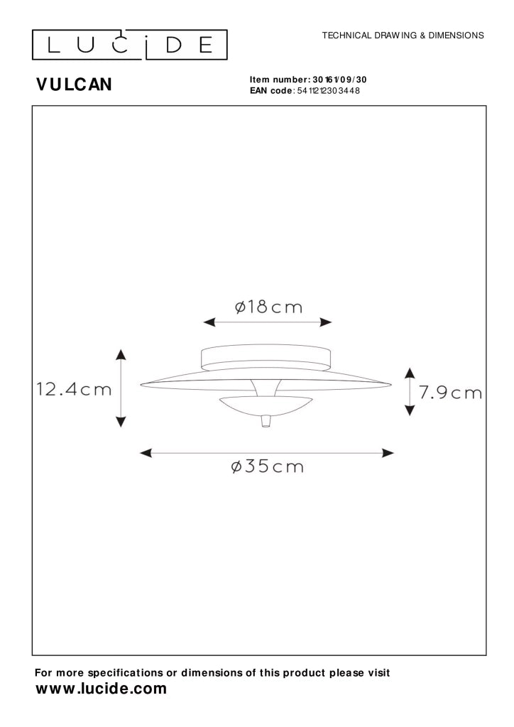 Plafoniera rotonda moderna oro/nero Vulcan LED 9W Lucide
