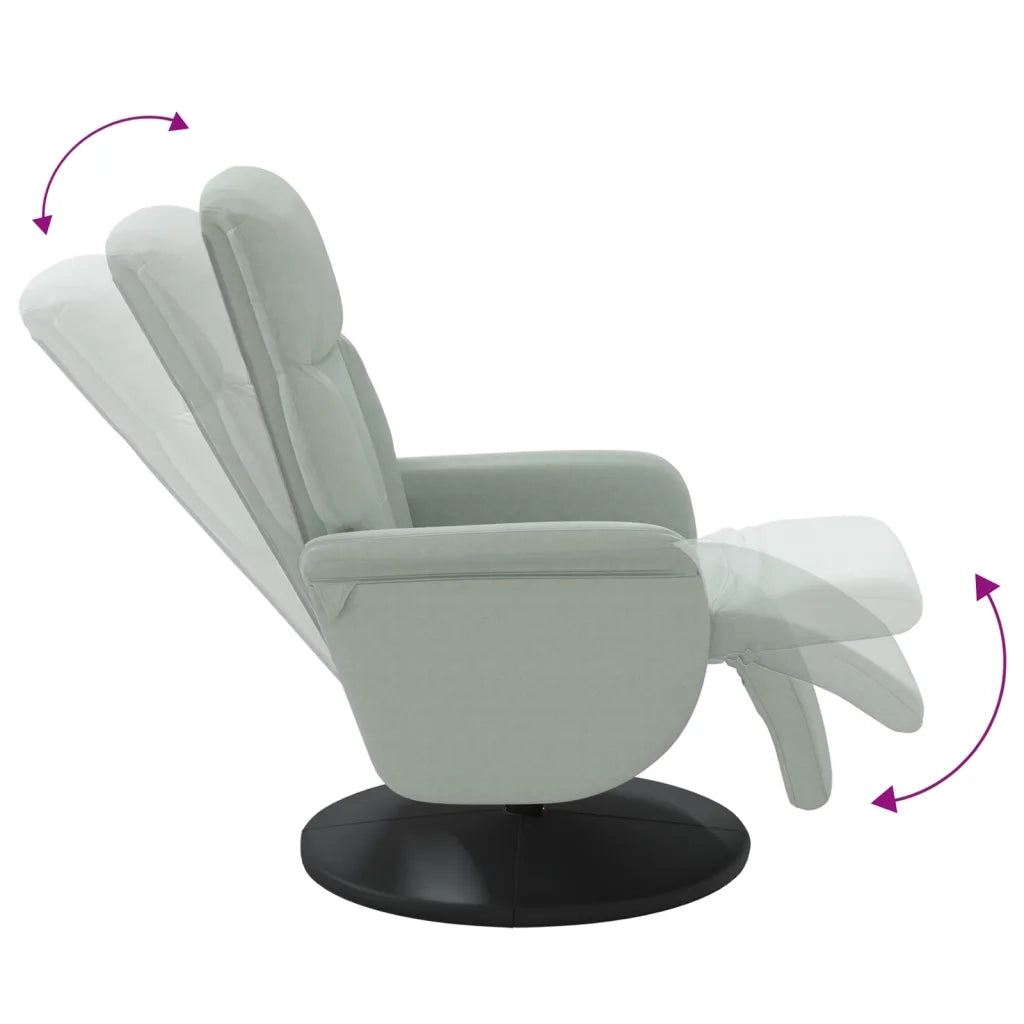 Poltrona | Sedia Relax Reclinabile con Poggiapiedi Grigio Chiaro in Velluto