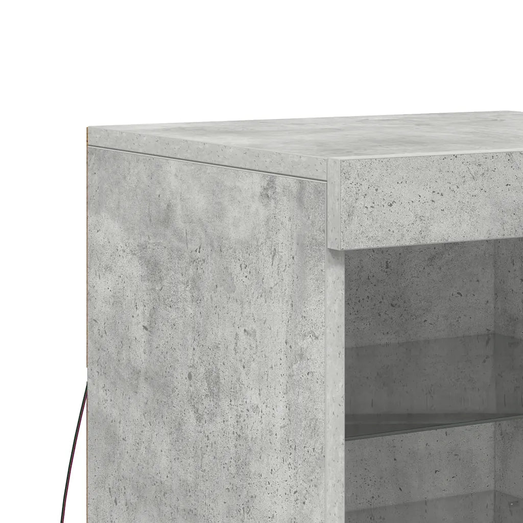 Credenza con Luci LED-Buffet-Armadio da cucina Grigio Cemento 41x37x67 cm 881318