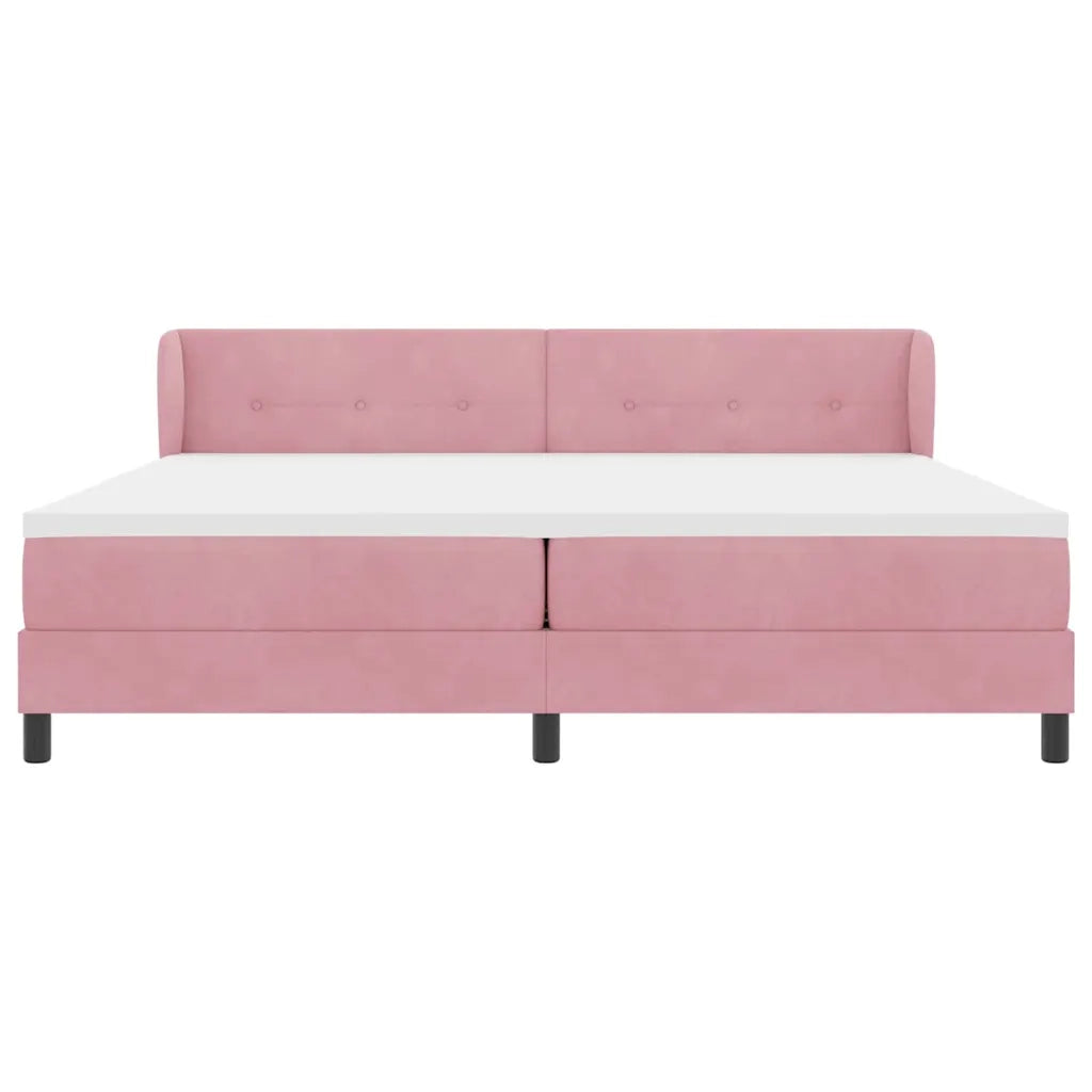 Letto a molle con testiera Rosa 200 x 200 cm Velluto 3340411