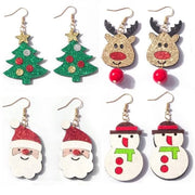 Set di orecchini per Natale - 4 stili - Orecchini a pendente - Materiale sicuro - Leggero - Adatto per donne e bambine - Accessori di moda