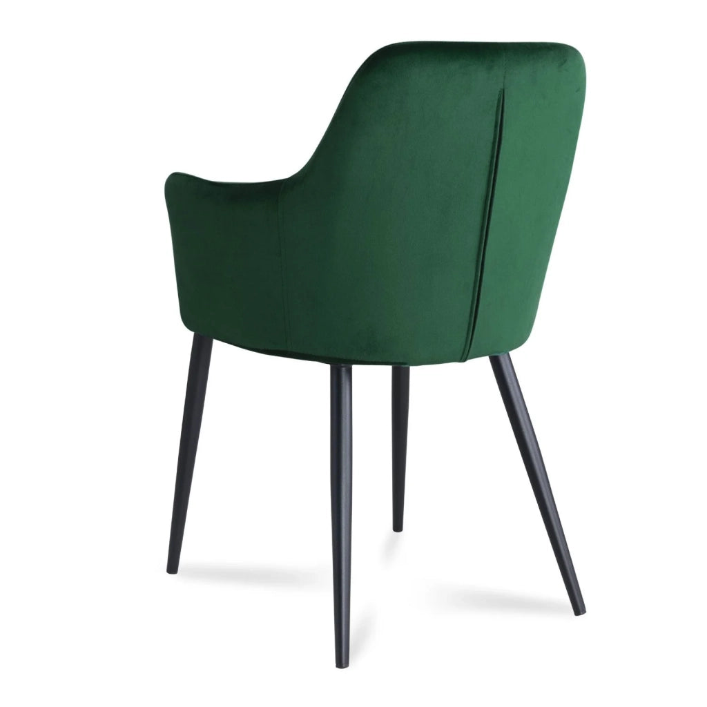 LÚZETE - POLTRONA GUNNAR IN VELLUTO VERDE CON GAMBE NERE