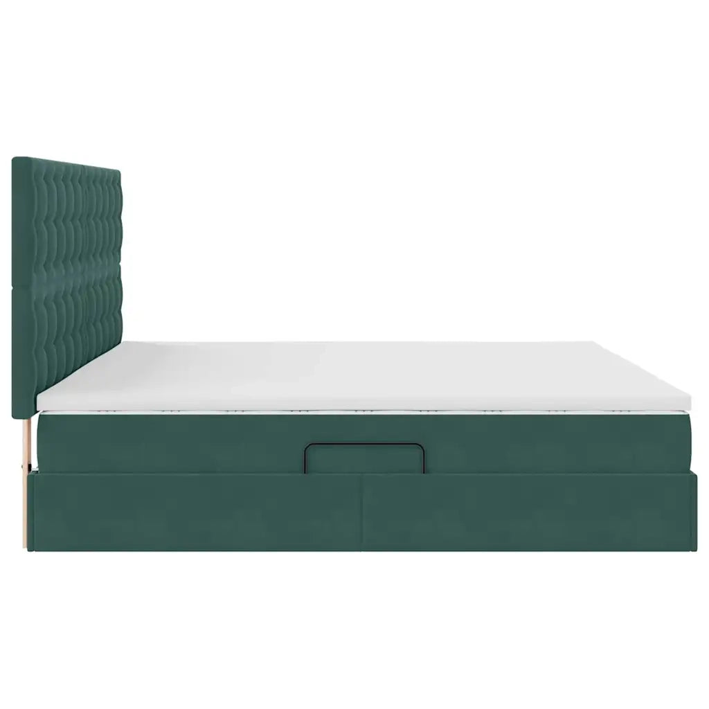 Letto con contenitore e materasso Verde Scuro 200 x 200 cm 3372174