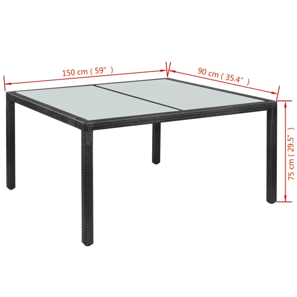 Set da Pranzo da Giardino 7 pz con Cuscini in Polyrattan Nero 43120