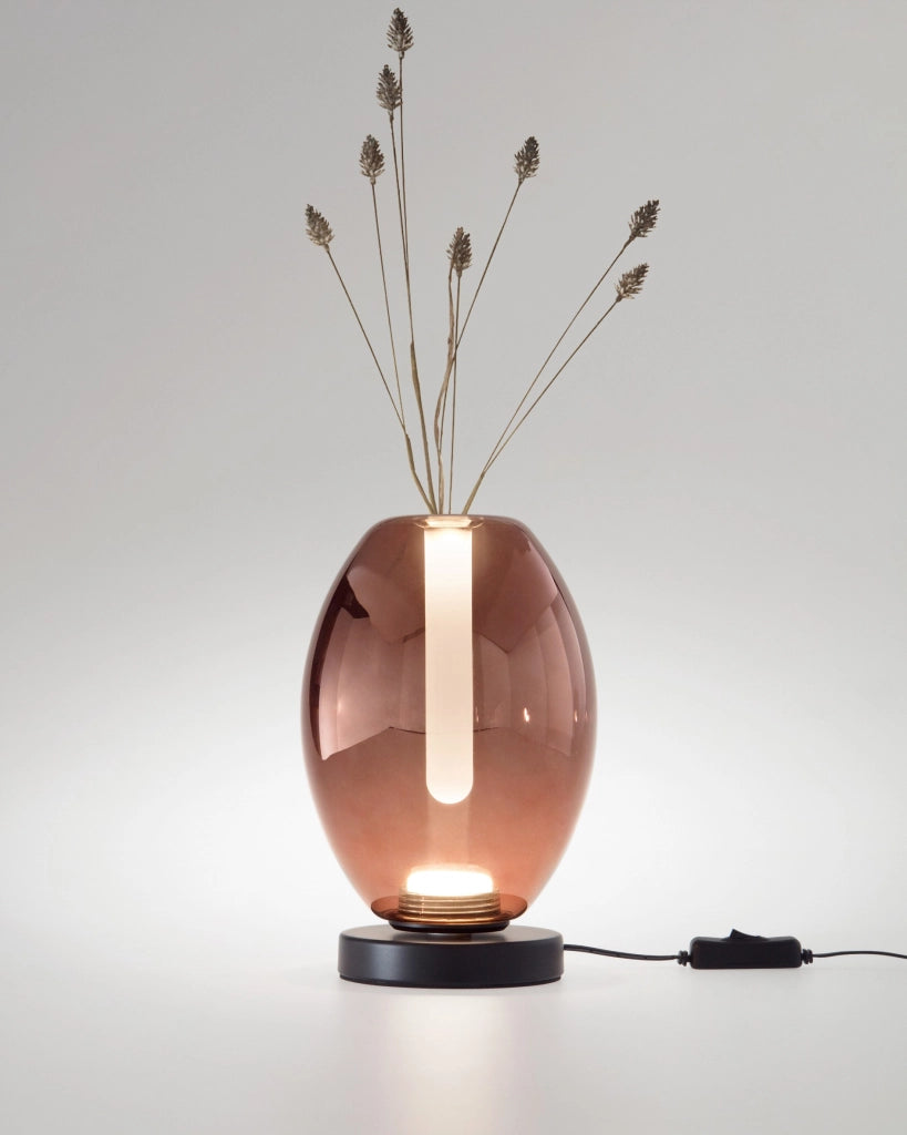 Lampada da Tavolo Tully LED 7W con Struttura in Metallo e Vetro Borosilicato Ametista, Regolazione Touch e CCT 2700K/3000K/4000K - Tully