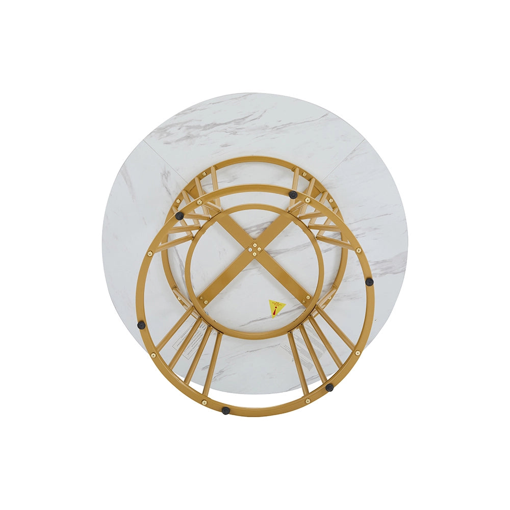 Tavolo da pranzo per la colazione - Xylo - 100x75x60cm - Bianco marmo moderno - Cornice metallica stabile