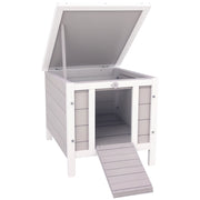 Gabbia Conigli Esterno Legno Grigio con Rampa ¨C zephmum ¨C 42x51x43cm