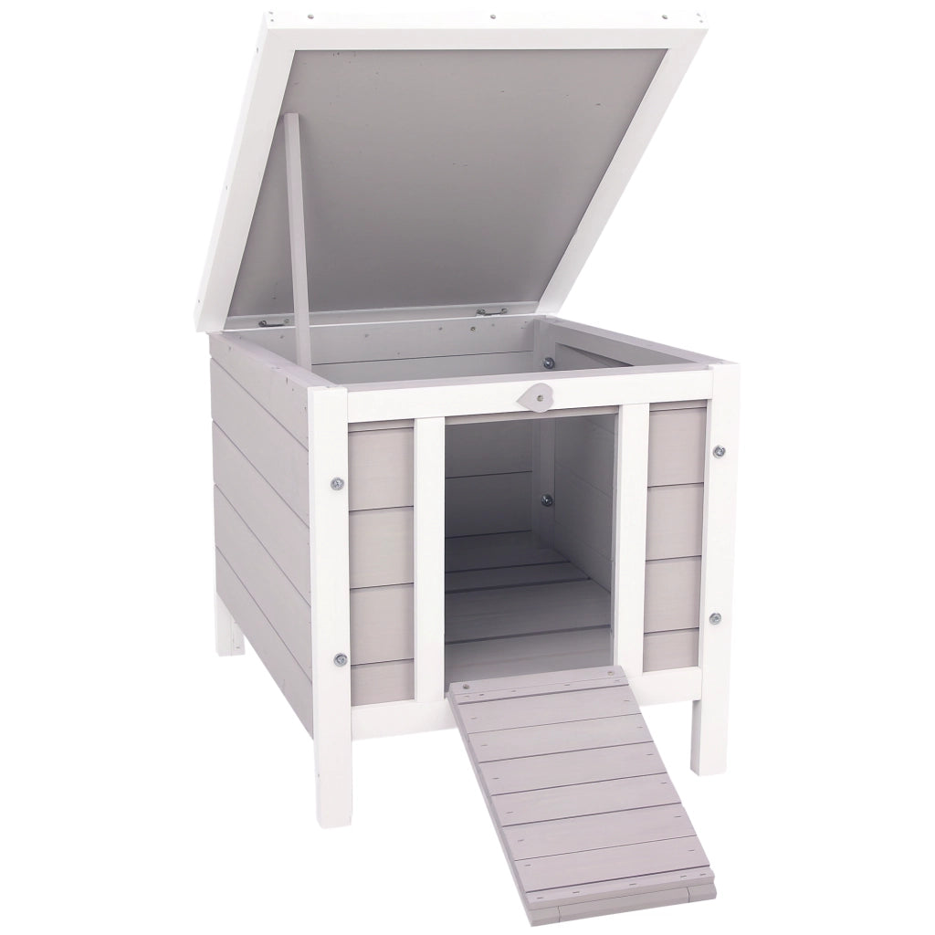 Gabbia Conigli Esterno Legno Grigio con Rampa ¨C zephmum ¨C 42x51x43cm