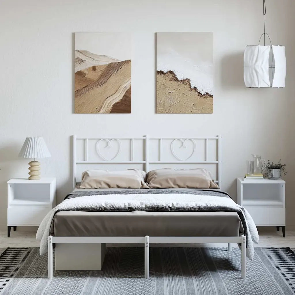 Giroletto con Testiera Metallo Bianco 135x190 cm 355511