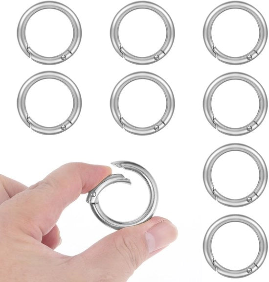 Sostegno per chiavi 8 pezzi - Sostegno da parete a forma di anello in metallo - Clip a forma di pistola - Sostegno per chiavi mini - Materiale - Diametro esterno 35 mm - Sostegno per anello di chiave