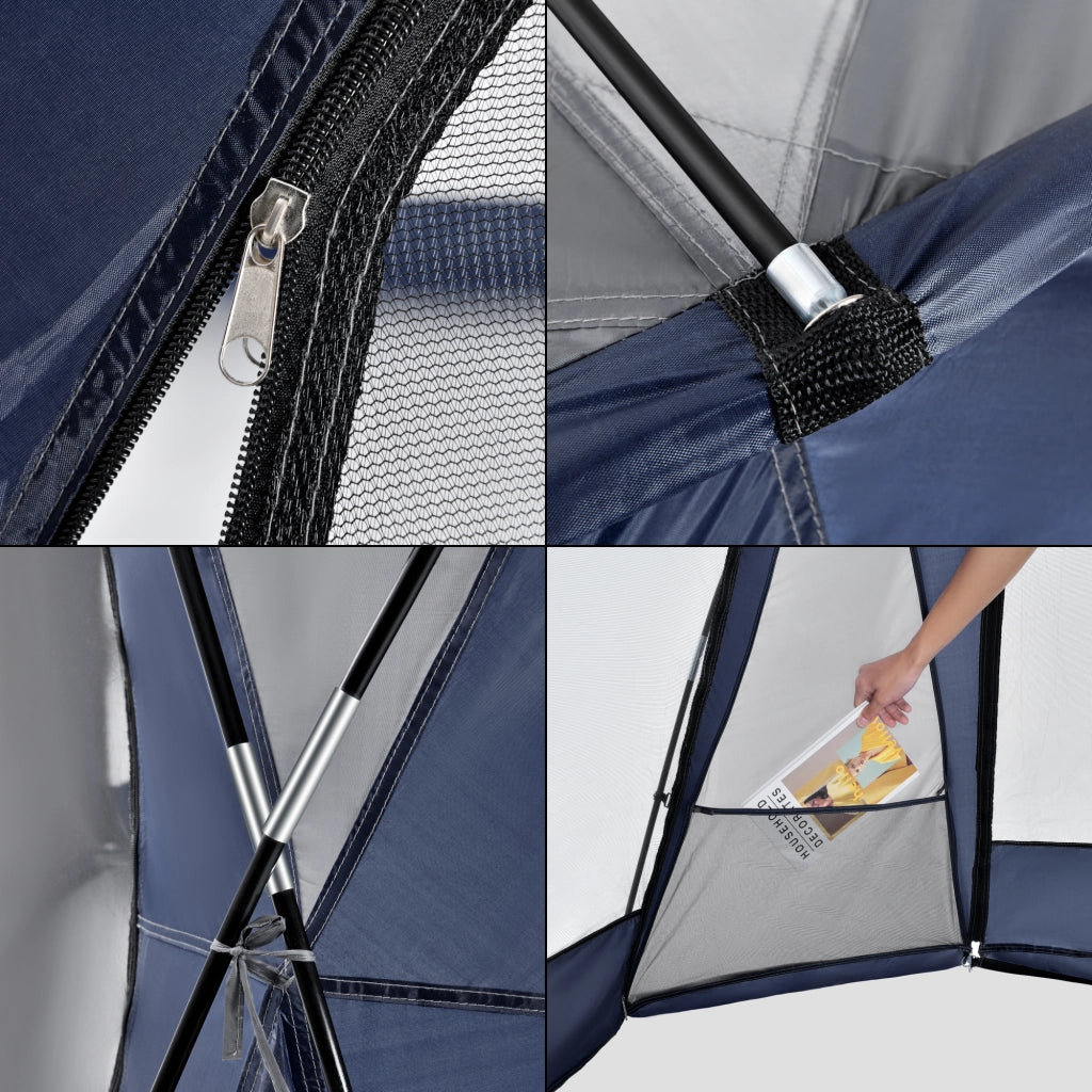 Tenda 'Grästorp' per Eventi - Gazebo con Illuminazione a LED Zanzarieri e 2 Pareti Chiudibili - Blu [pro.tec]