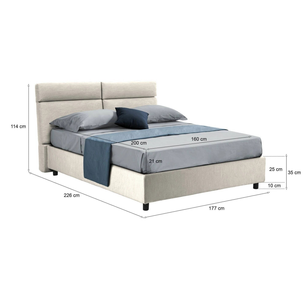 Letto Matrimoniale Annus, Letto Matrimoniale Materasso Incluso Made in Italy, Beige