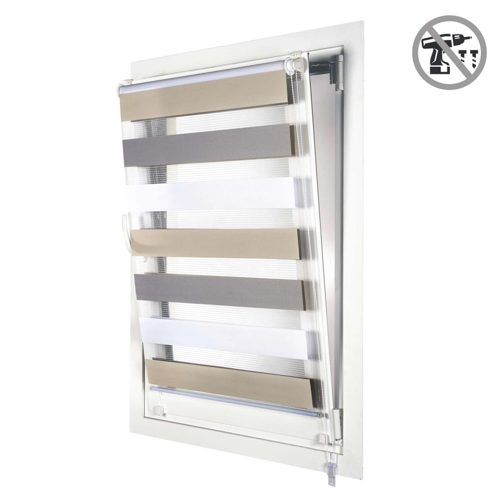 Tenda a Rullo giorno / notte installazione senza foratura EasyFix Bianco-grigio-beige 90x180 cm