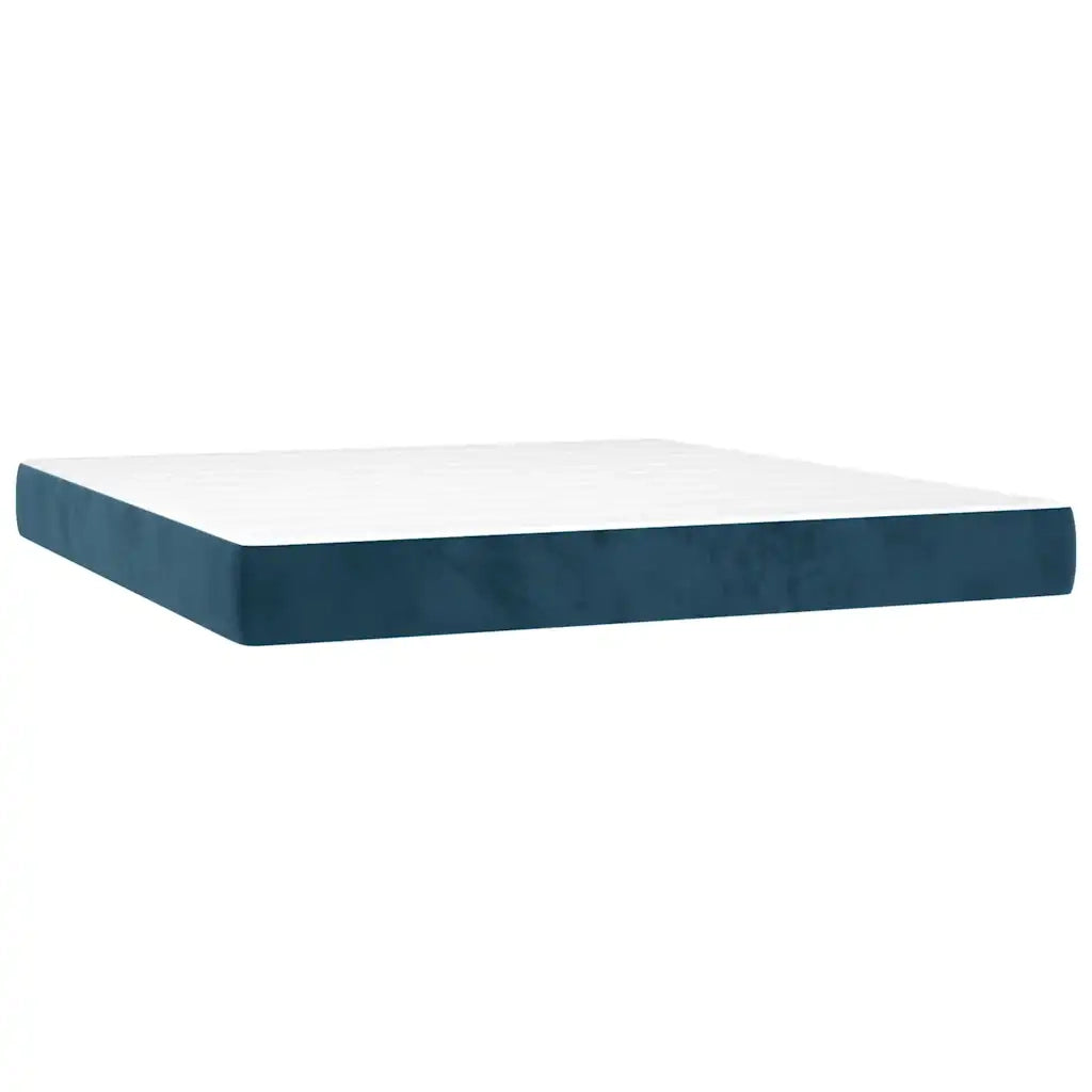 Giroletto a Molle con Materasso Blu Scuro 160x200 cm in Velluto 3129403