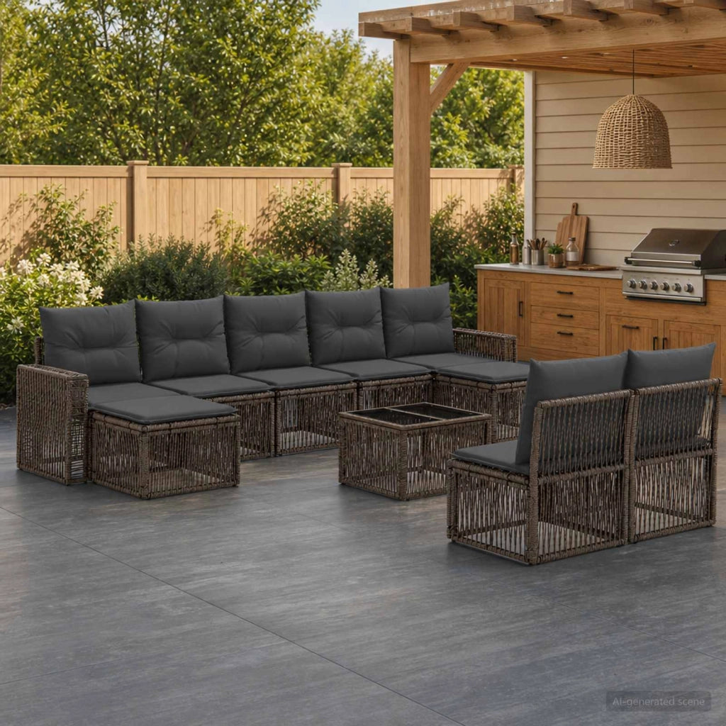 Set Divano da Giardino 10 pz Grigio e Grigio Scuro polyrattan 3435242