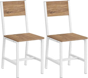 VASAGLE Sedie da Pranzo, Set di 2 Sedie da Cucina, Struttura in Acciaio, Stile Industriale, per Sala da Pranzo, Soggiorno, Cucina, Marrone Grano e Bianco Nuvola LDC092W01