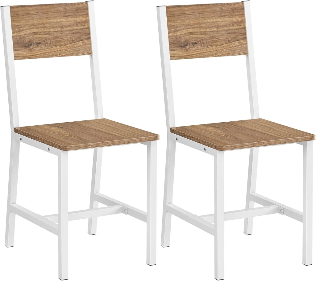 VASAGLE Sedie da Pranzo, Set di 2 Sedie da Cucina, Struttura in Acciaio, Stile Industriale, per Sala da Pranzo, Soggiorno, Cucina, Marrone Grano e Bianco Nuvola LDC092W01
