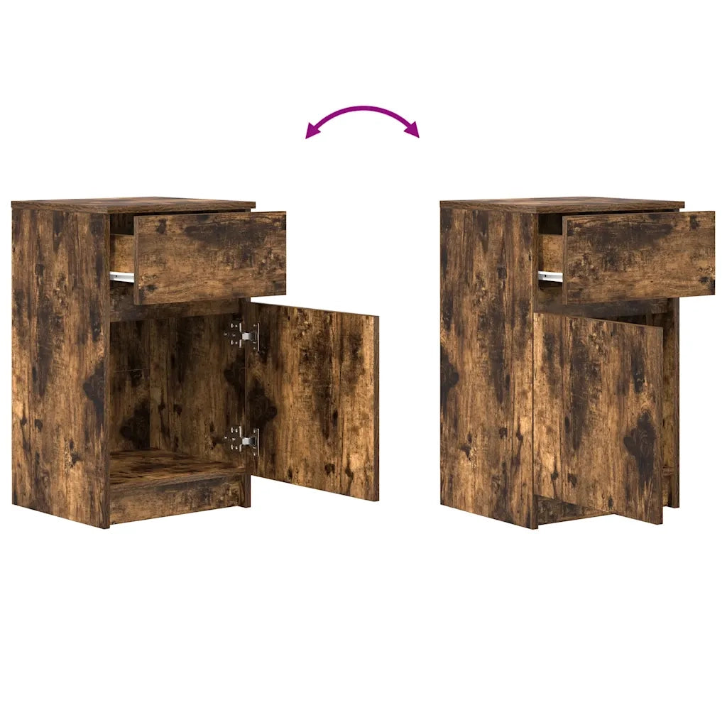 vidaXL Comodini 2 pz Rovere Fumo 39x35x65 cm in Legno Multistrato