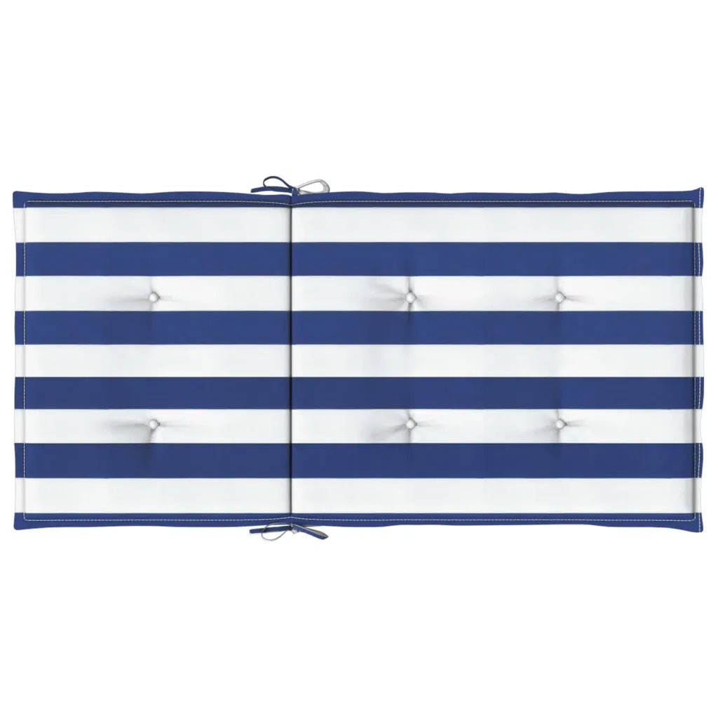 Cuscini Sedia Schienale Basso 2pz Strisce Bianche e Blu Tessuto 361319