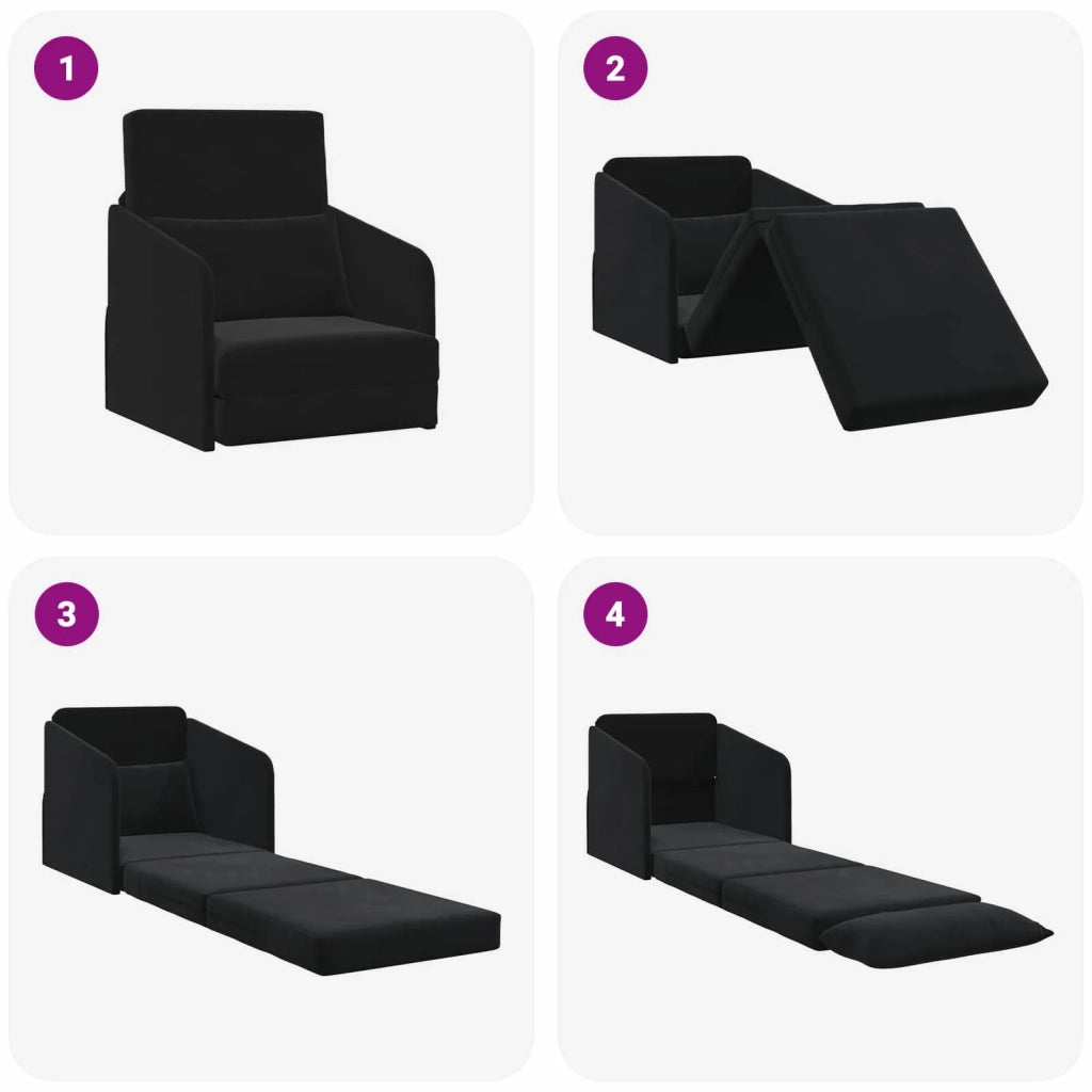 Divano letto Nero 65 x 80 x 83 cm Velluto 4106652