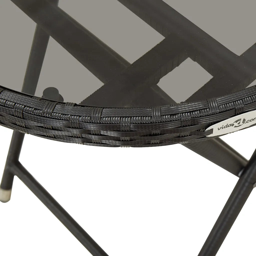 Set da Bistrò 3 pz con Cuscini Nero Polyrattan e Vetro 3278753