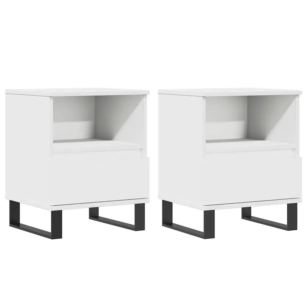 Comodini 2pz Bianchi 40x35x50 cm in Legno Multistratocod mxl 126456