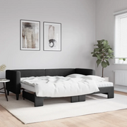 Divano Letto Estraibile con Materassi Nero 80x200 cm Tessuto 3196593