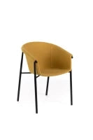 E-STYLO Sedia da pranzo in tessuto giallo con gambe in metallo nero, 58cm X 56cm H. 79cm.