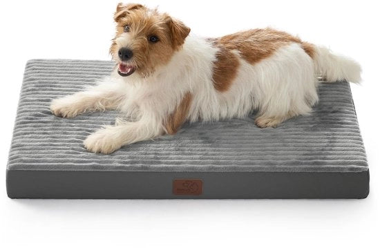 Hondenletto Ortopedico per Piccoli Cani - Cuscino per Cani Lavabile con Fondoscalo Antiscivolo, Asciugamano per Cani, Grigio, 74 x 46 x 7 cm