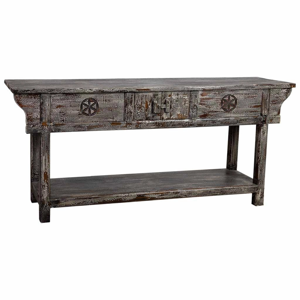 Mobile da ingresso in legno con finitura artigianale Grigio scuro inve