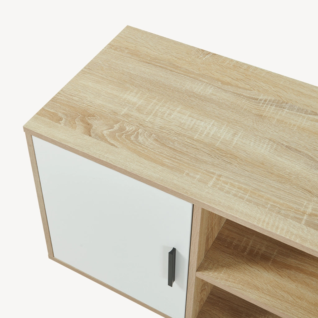 Mobile Porta TV Kenta a 2 Ante e Scomparti Aperti 120x39x52 cm Effetto Rovere Sonoma/Bianco [en.casa]